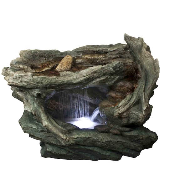 31&#x22; LED Woodland Grotto with Stones Outdoor Garden Water Fountain